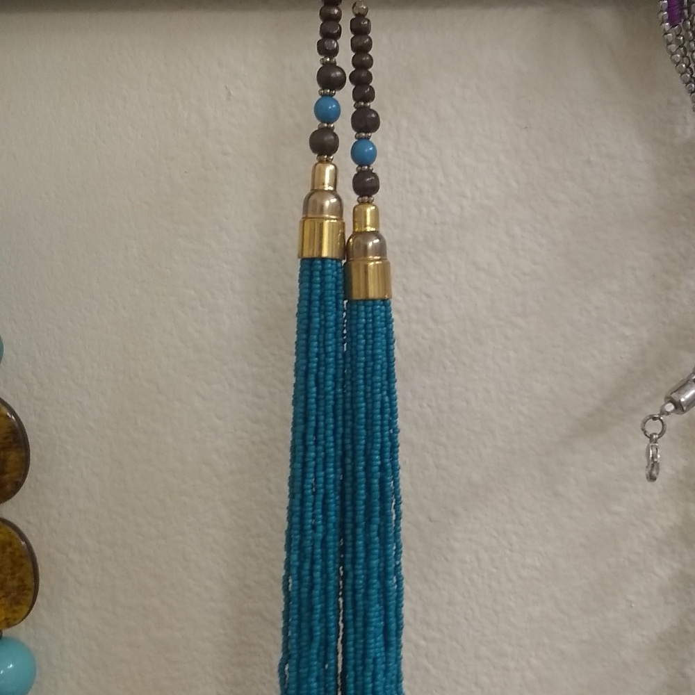 Turquoise brown beaded necklace Chico's